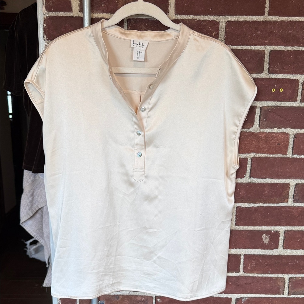Nicole Miller Ivory Satin Blouse